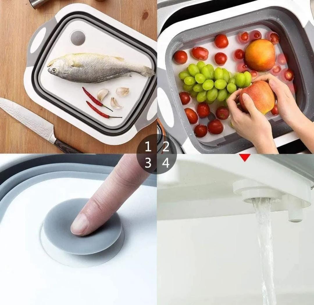 Tabla De Cortar Plegable De Silicona Bandeja Escurridora