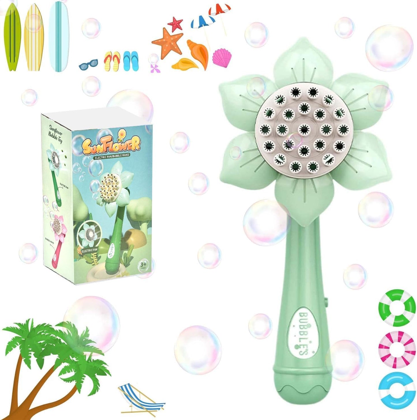 Ventilador eléctrico de varita de burbujas de girasol