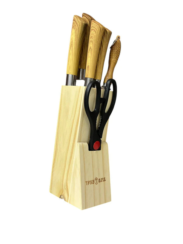Set Cuchillos Tijera Chaira Base Cocina Picar Carne Vegetale