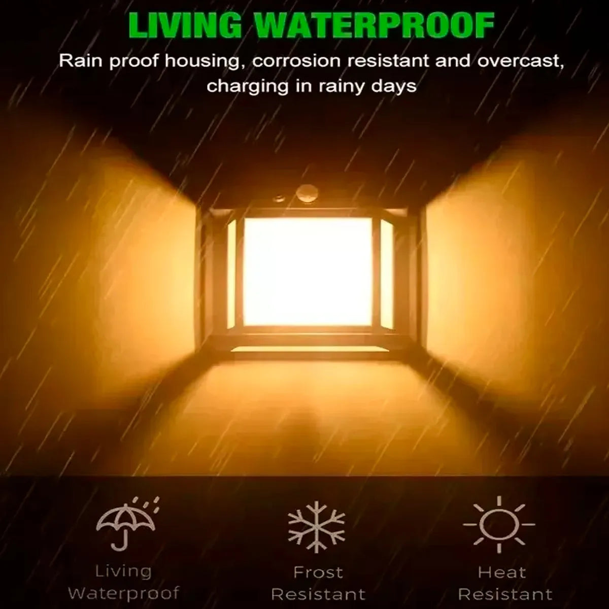 Lámpara Solar De Pared Exterior 4 Bombillos Luz Cálida