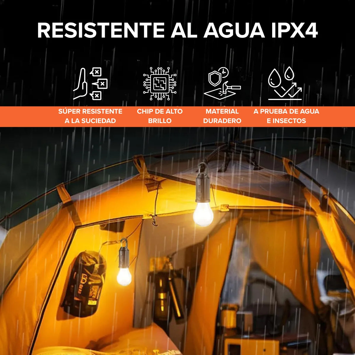 Lampara Bombita Recargable Solar Camping Exterior Impermeabl