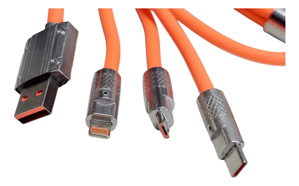 Cable Carga Rapida Usb 3 En 1 120w Usb A V8/tipo C/lighning