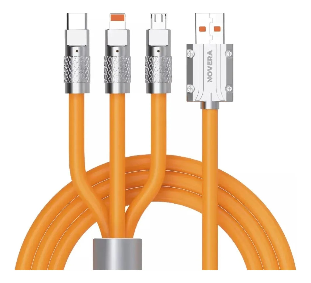Cable Carga Rapida Usb 3 En 1 120w Usb A V8/tipo C/lighning