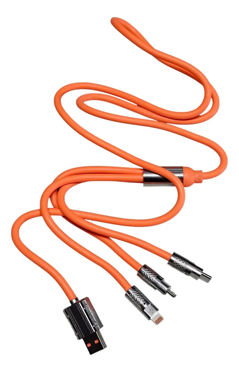 Cable Carga Rapida Usb 3 En 1 120w Usb A V8/tipo C/lighning