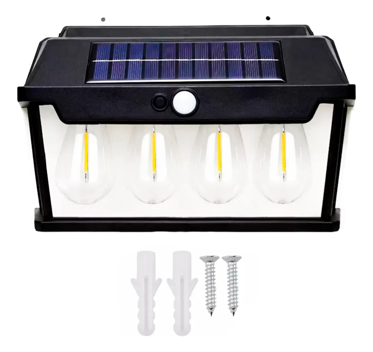 Lámpara Solar De Pared Exterior 4 Bombillos Luz Cálida