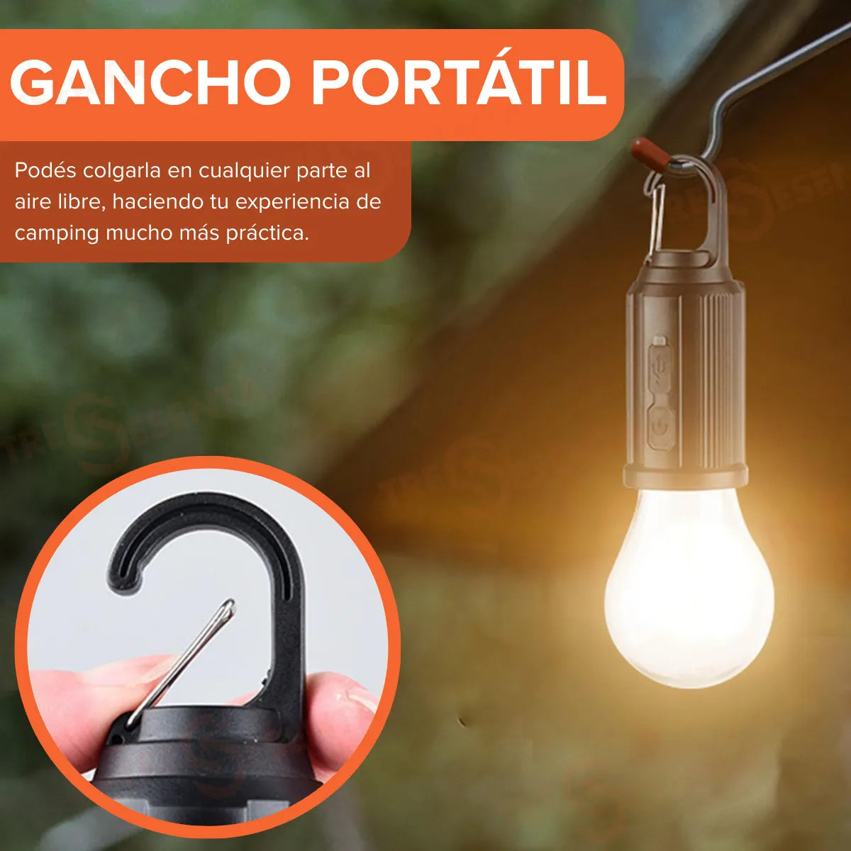 Lampara Bombita Recargable Solar Camping Exterior Impermeabl