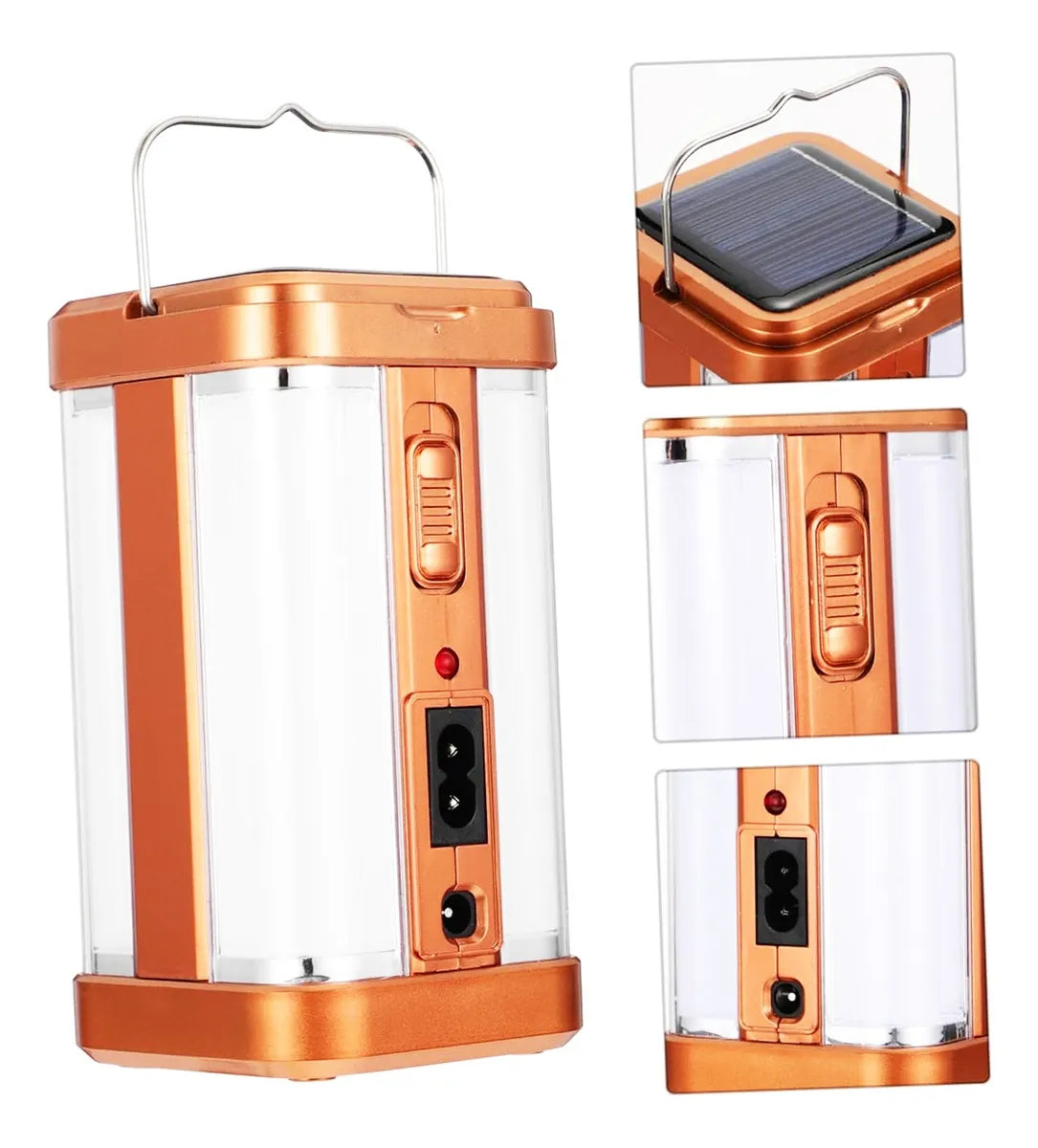 Lámpara de emergencia recargable y panel solar con colgante