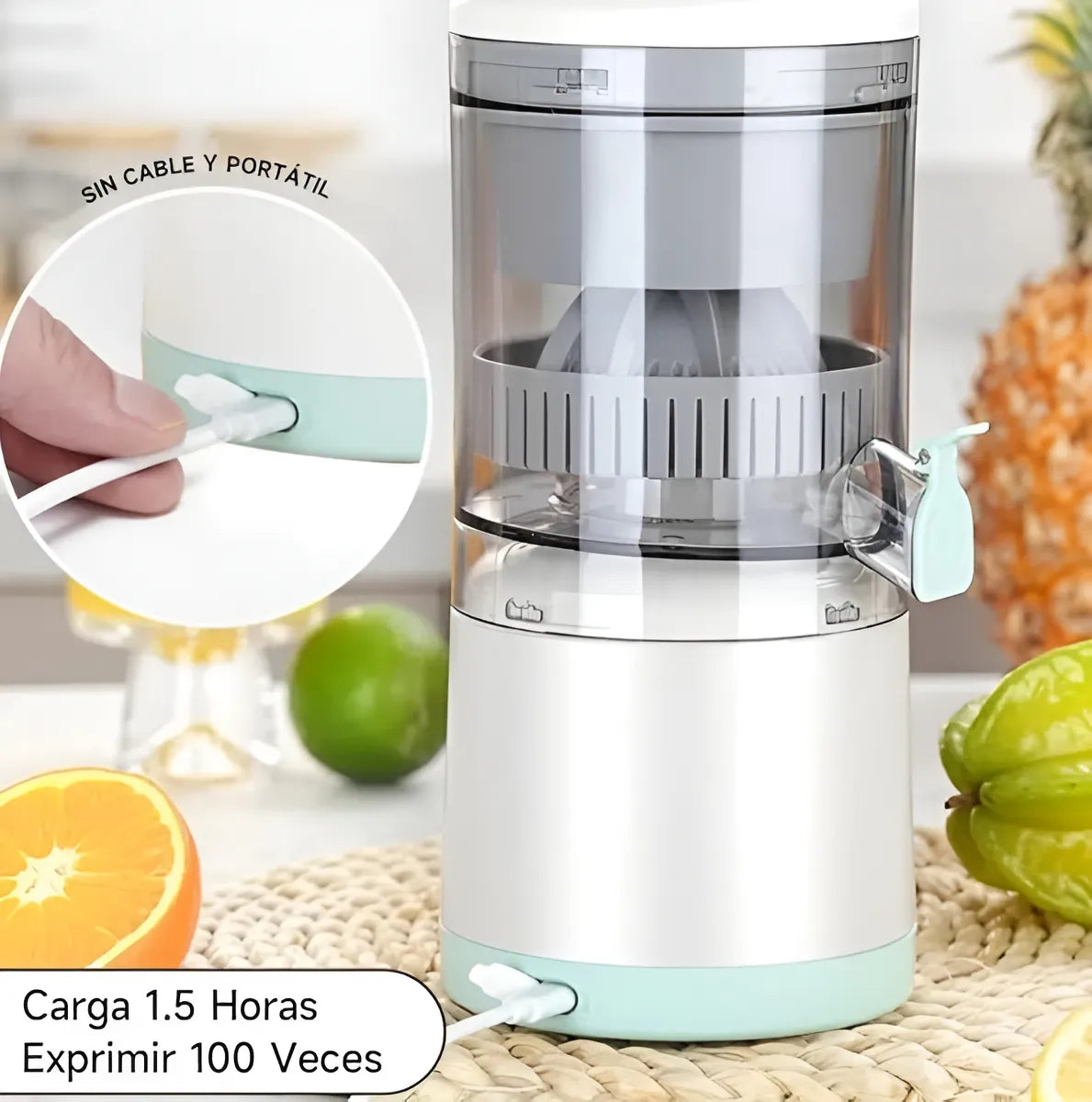 Exprimidor Y Juguera Eléctrica Recargable Usb
