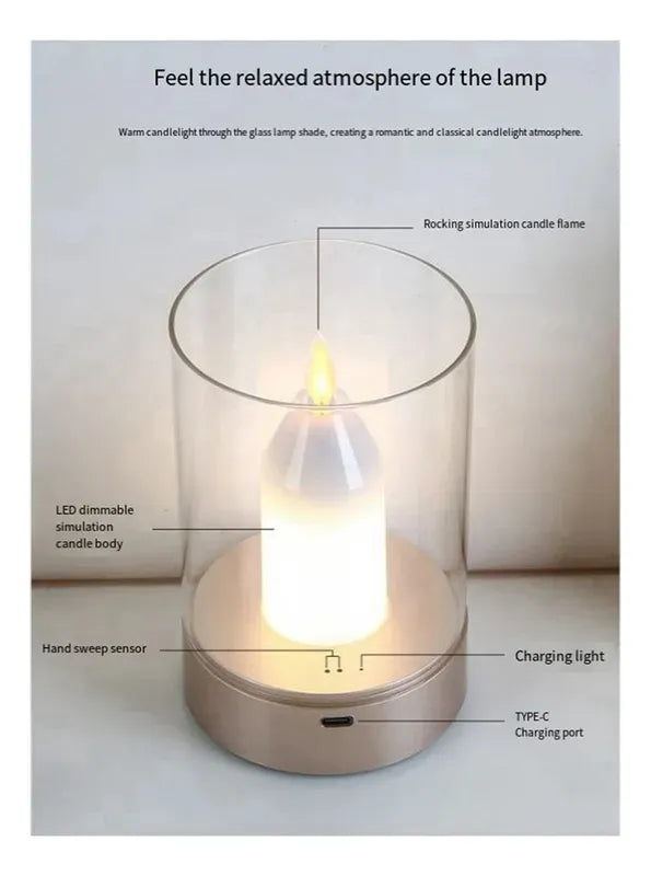 Vela Led Eléctrica Recargable Sin Llama Con Luz De Vela
