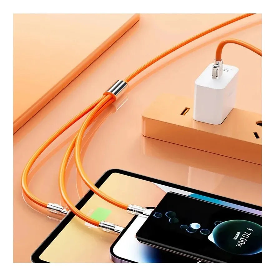 Cable Carga Rapida Usb 3 En 1 120w Usb A V8/tipo C/lighning