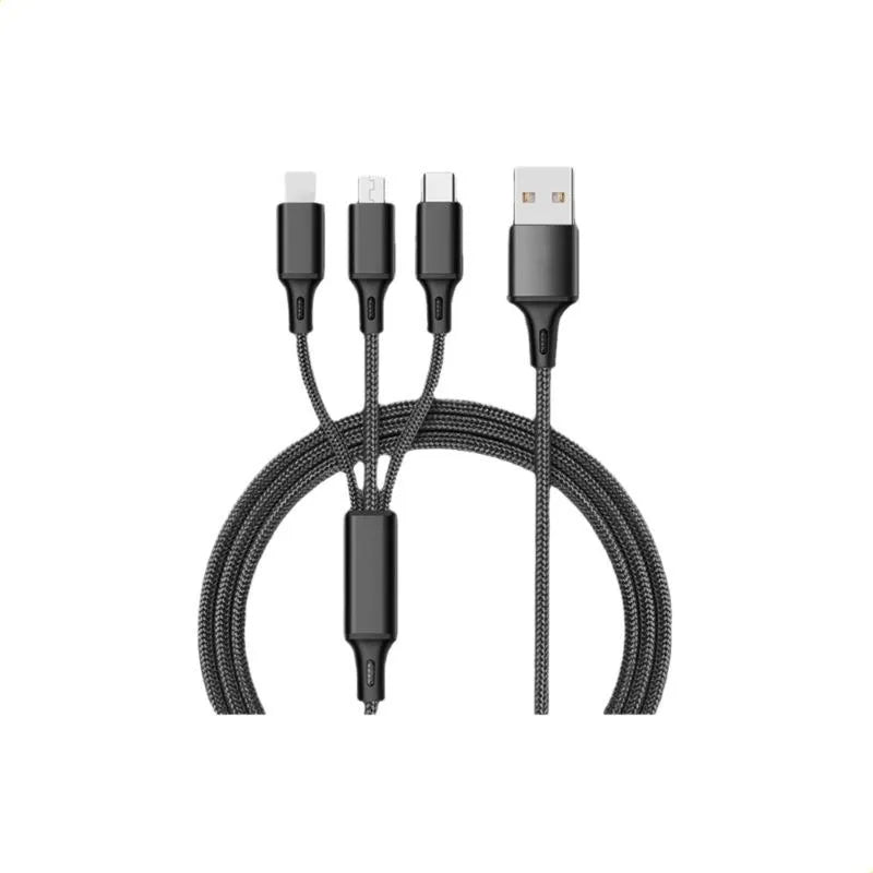 Cable De Carga Usb Universal 3 En 1 Trenzado De Nylon
