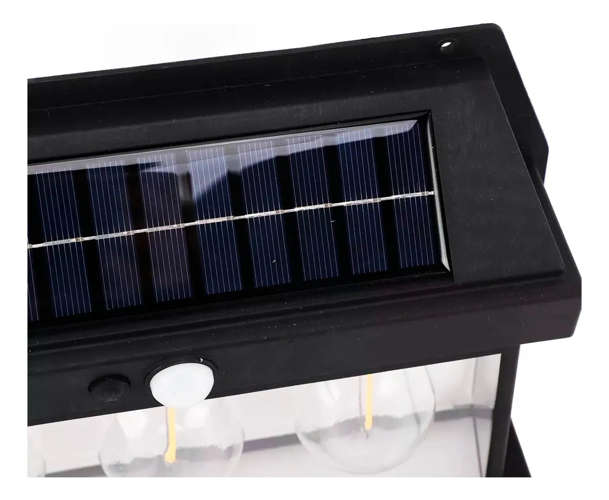 Lámpara Solar De Pared Exterior 4 Bombillos Luz Cálida