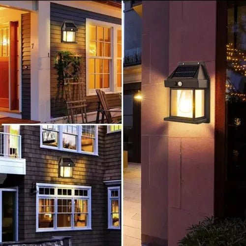 Farol Solar De Pared + Sensor Movimiento Luz Cálida Exterior