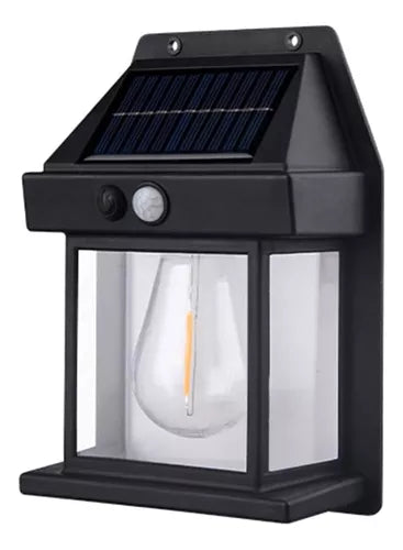 Farol Solar De Pared + Sensor Movimiento Luz Cálida Exterior