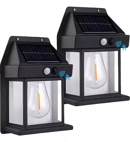 Farol Solar De Pared + Sensor Movimiento Luz Cálida Exterior