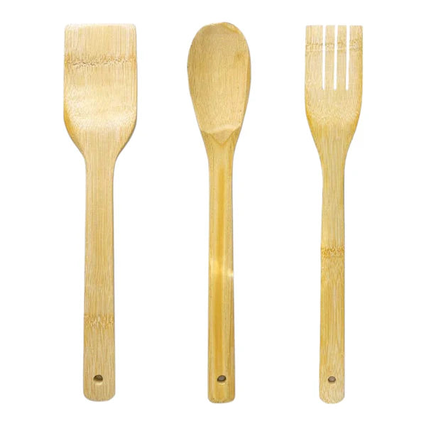 Juego X3 Utensilios Cucharas De Bamboo Para Cocina