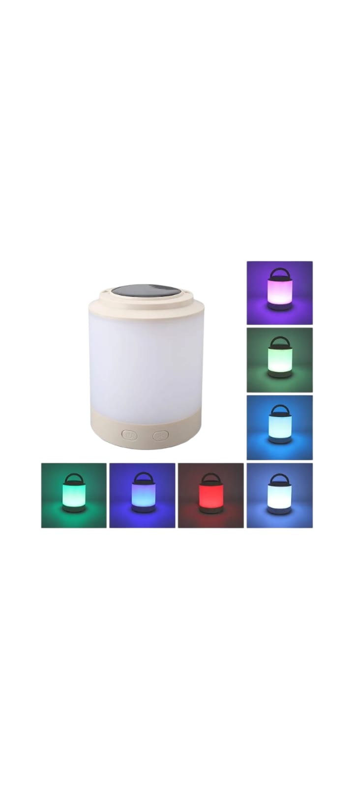 Farol Luz Led Redondo Lámpara Rgb Recargable Solar Y Usb