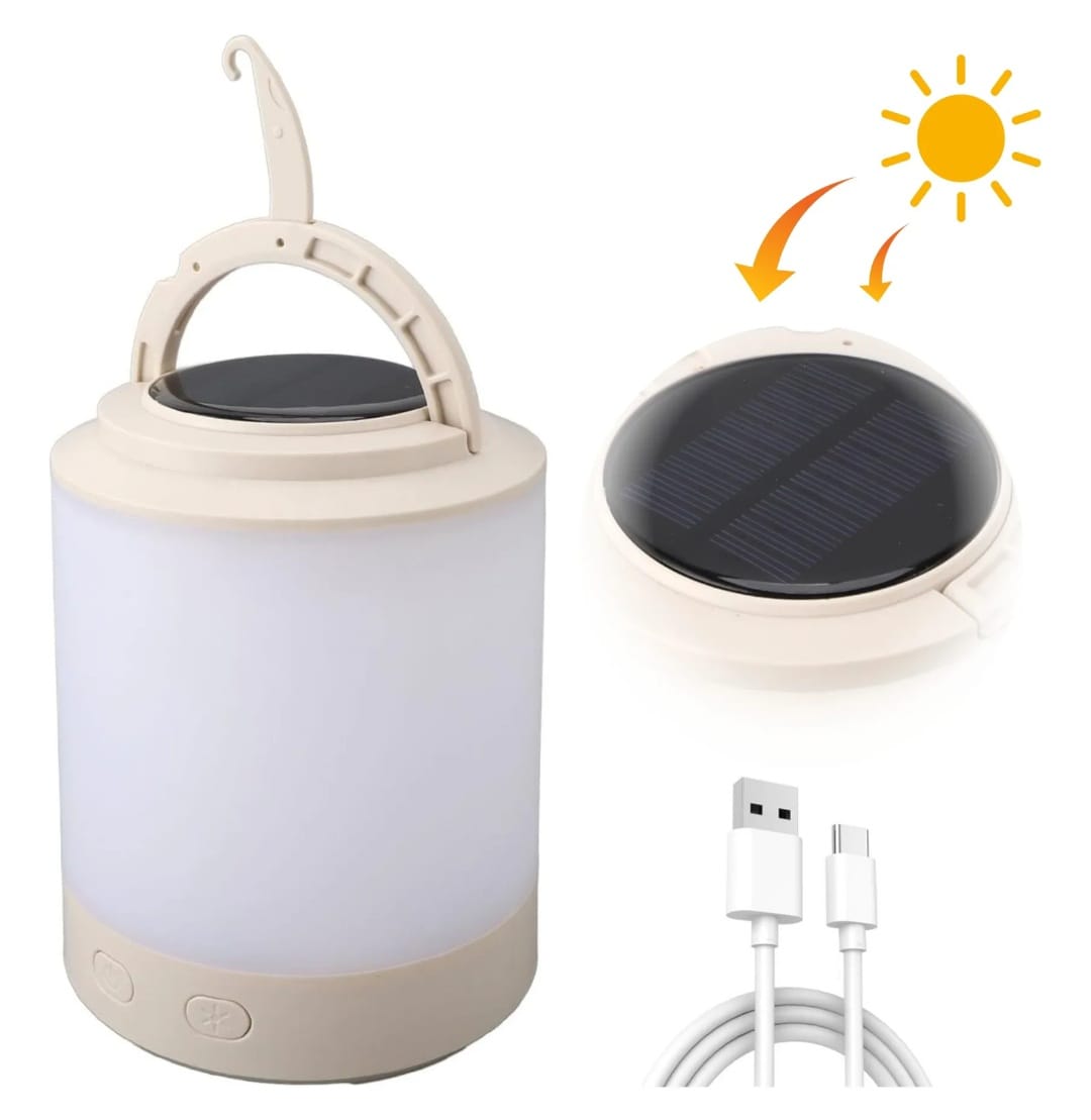 Farol Luz Led Redondo Lámpara Rgb Recargable Solar Y Usb