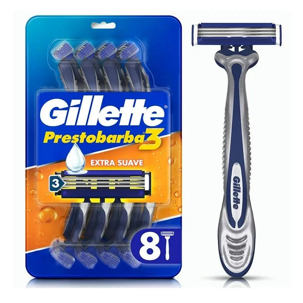 Gillette Prestobarba3 con 3 Hojas,con 8 pzas