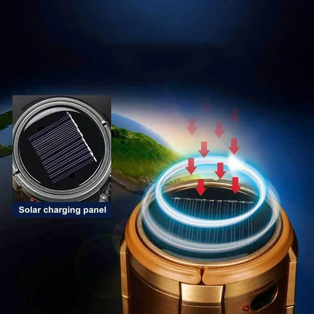 Farol con Ventilador Panel Solar y Entrada USB