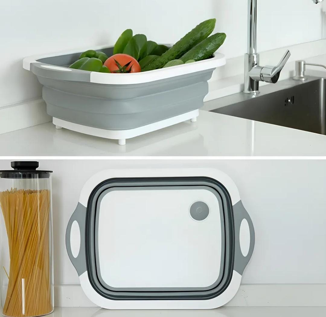 Tabla De Cortar Plegable De Silicona Bandeja Escurridora