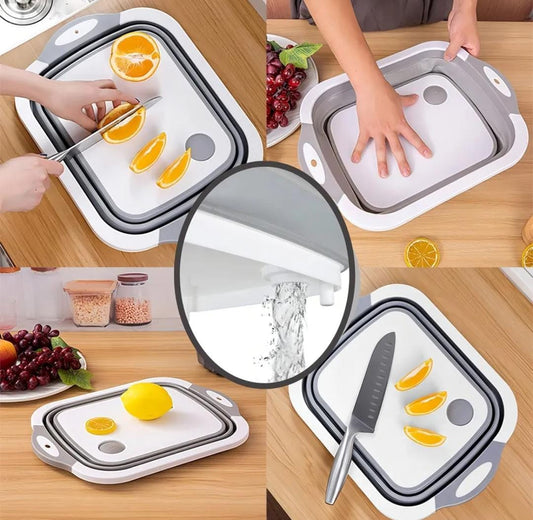 Tabla De Cortar Plegable De Silicona Bandeja Escurridora