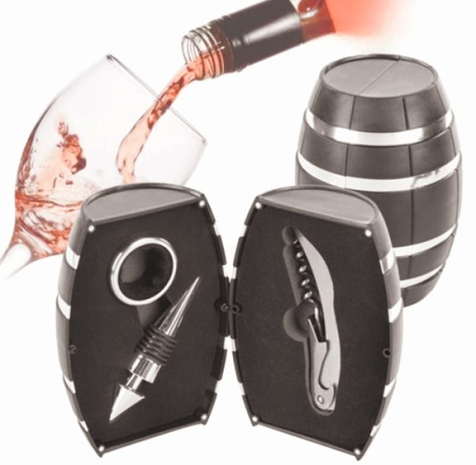 Set De Vino Barril Set X3 Acc  Destapador Sacacorcho Tapon