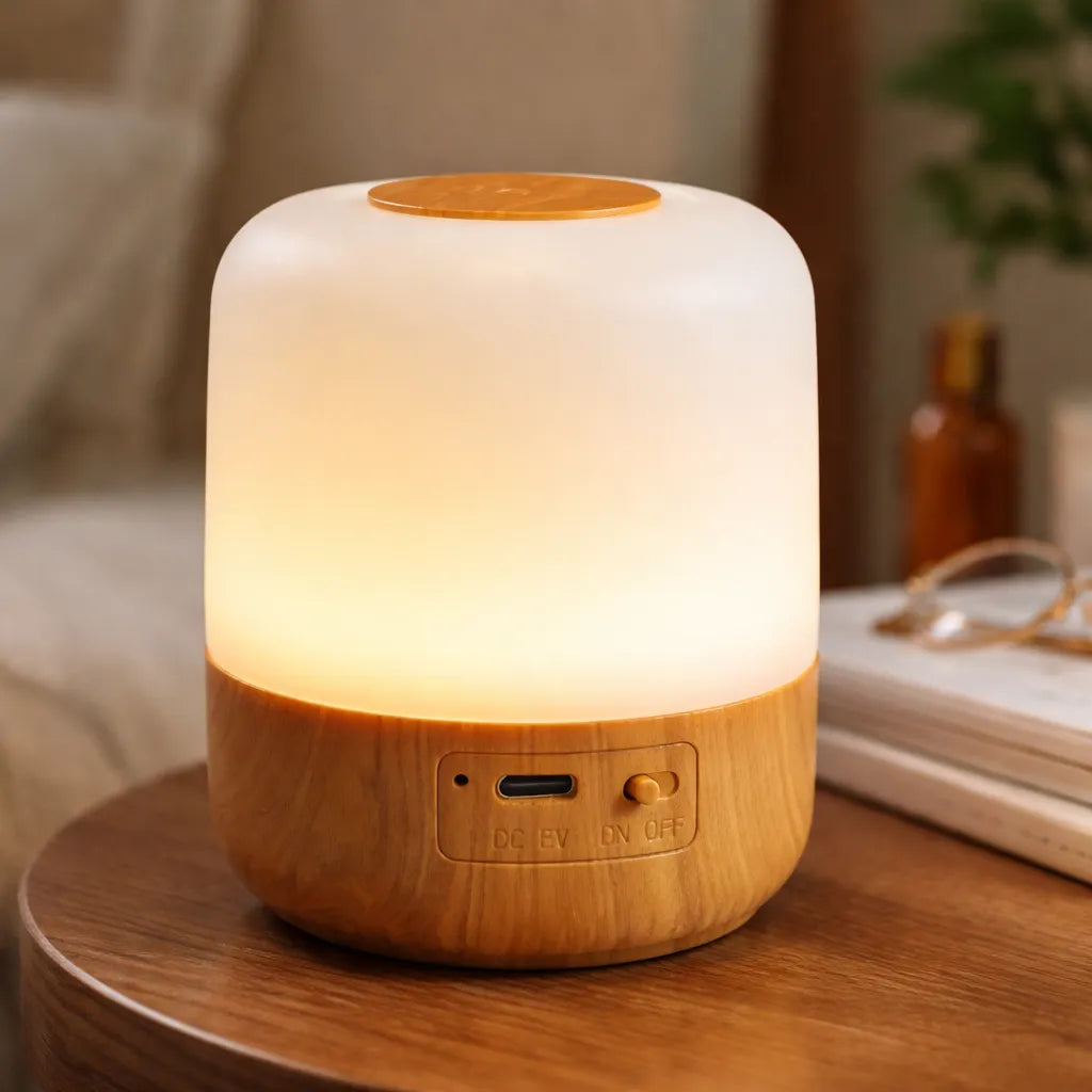 Lámpara De Bamboo, Luz Led Portátil Tactil Recargable
