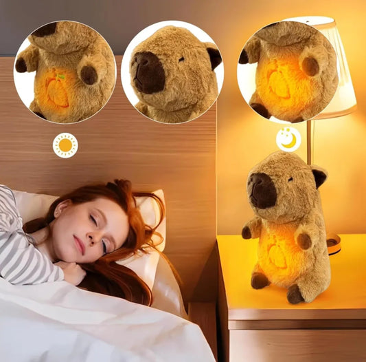 Peluche Dormilon Capibara Con Luz Y Sonido Antiestres Calma