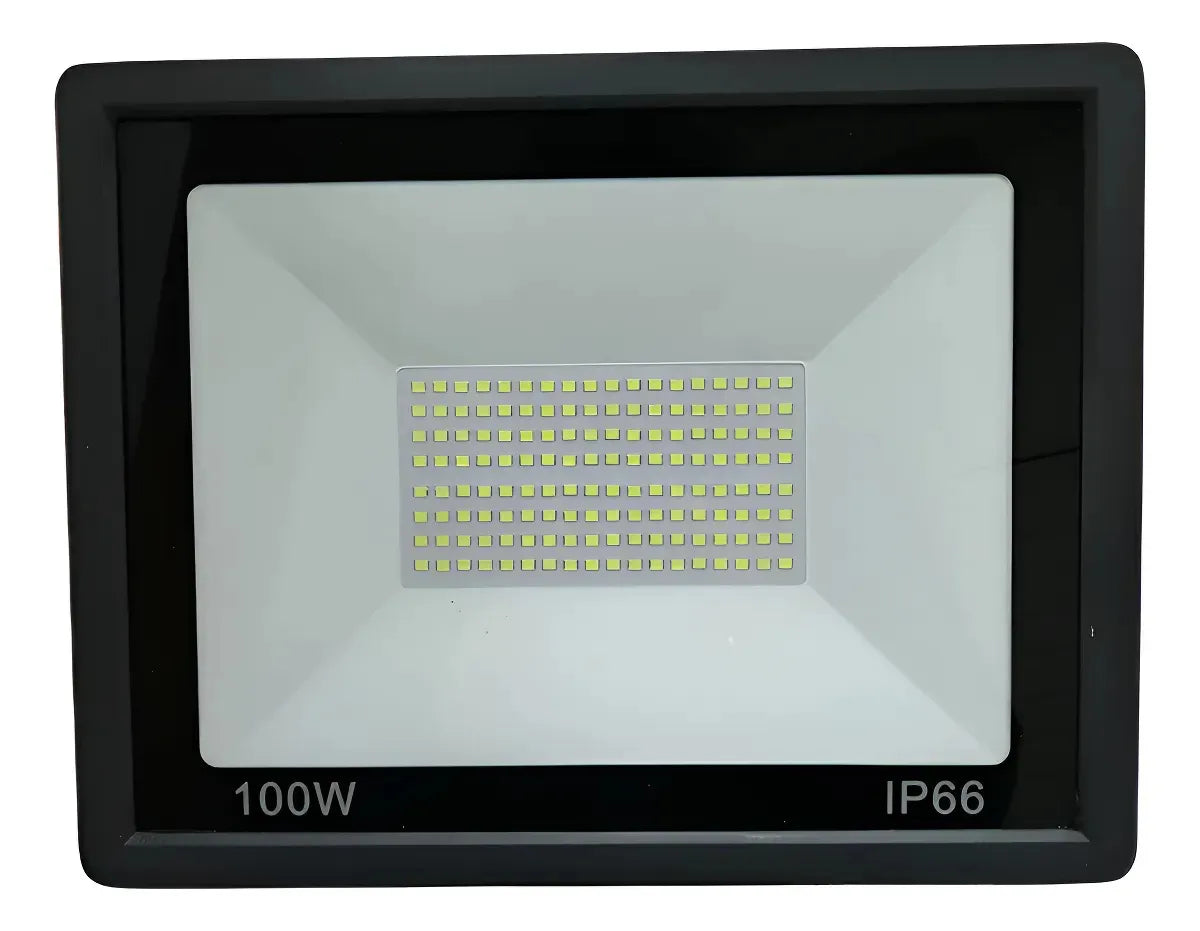 Foco Led 100w Interior Exterior Luminaria Calidad Ip66 Negro Blanco Frío
