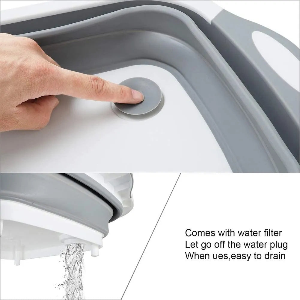 Tabla De Cortar Plegable De Silicona Bandeja Escurridora