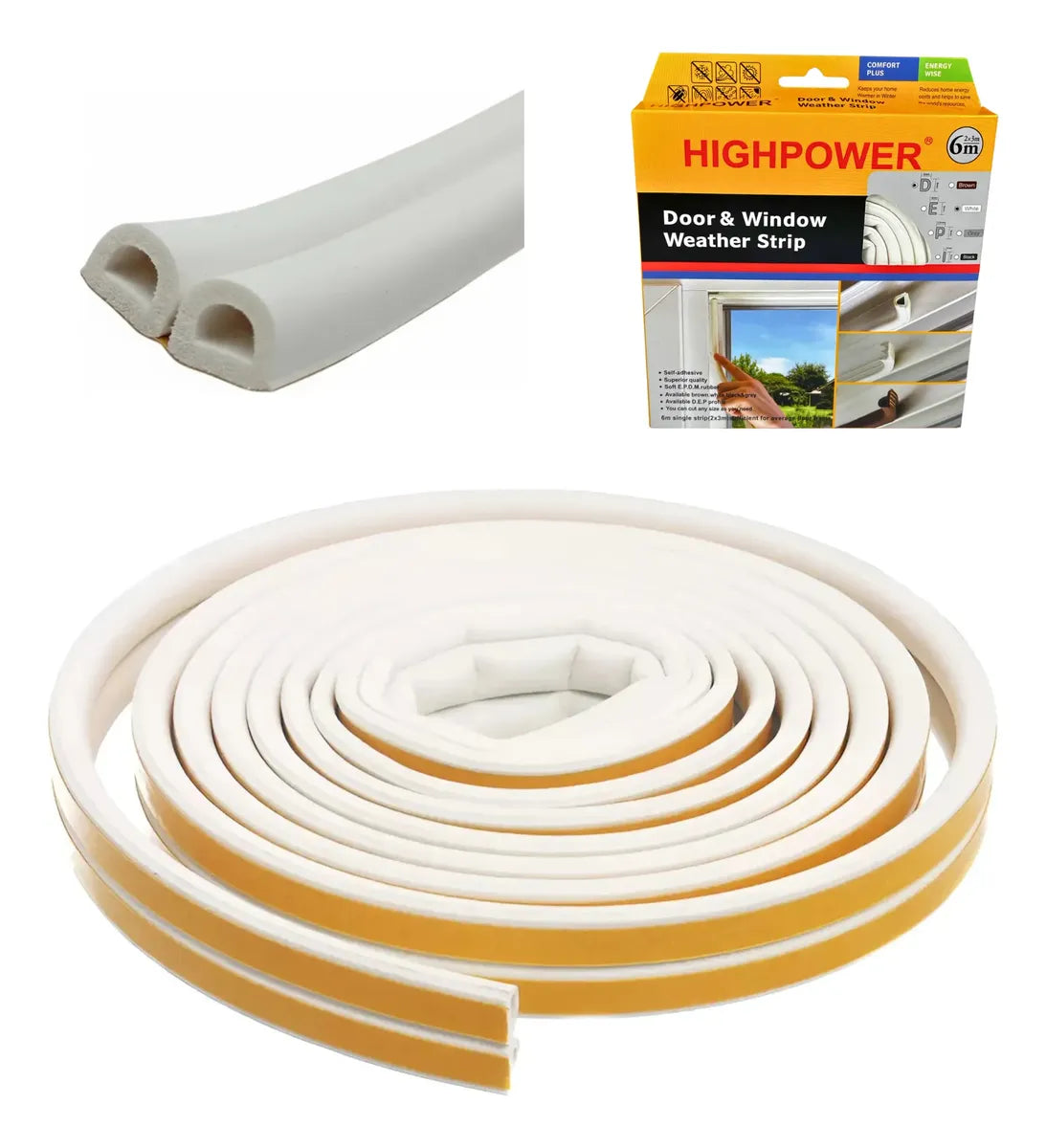 Burlete Autoadhesivo Para Puertas Y Ventanas - Rollo De 6m