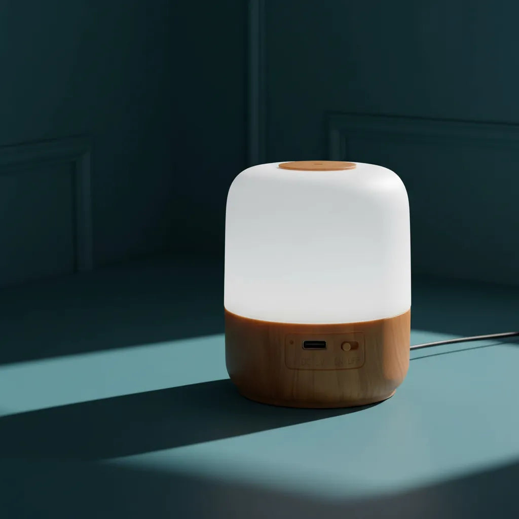 Lámpara De Bamboo, Luz Led Portátil Tactil Recargable