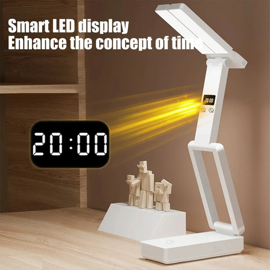 Lampara Portátil Reloj Escritorio Plegable Mesa Luz Lectura