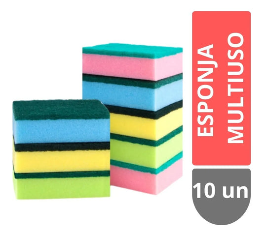Set 10 Esponjas Multiuso Colores Limpia Cocina Muebles