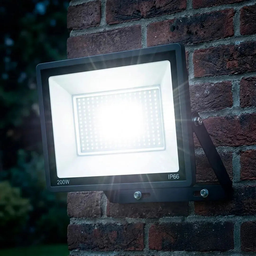Foco Led De 200w Reflector Luz Blanca, Exterior, Ip66 Negro