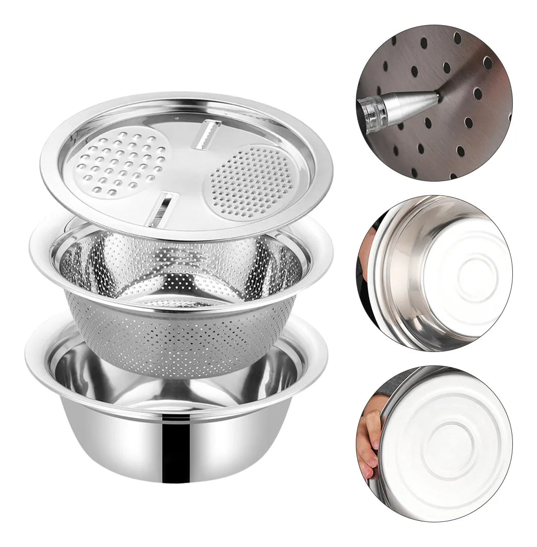 Colador Y Rallador Bowl Acero Inoxidable 4 En 1