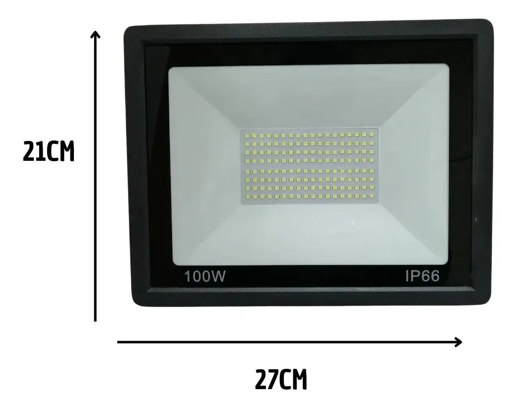 Foco Led 100w Interior Exterior Luminaria Calidad Ip66 Negro Blanco Frío