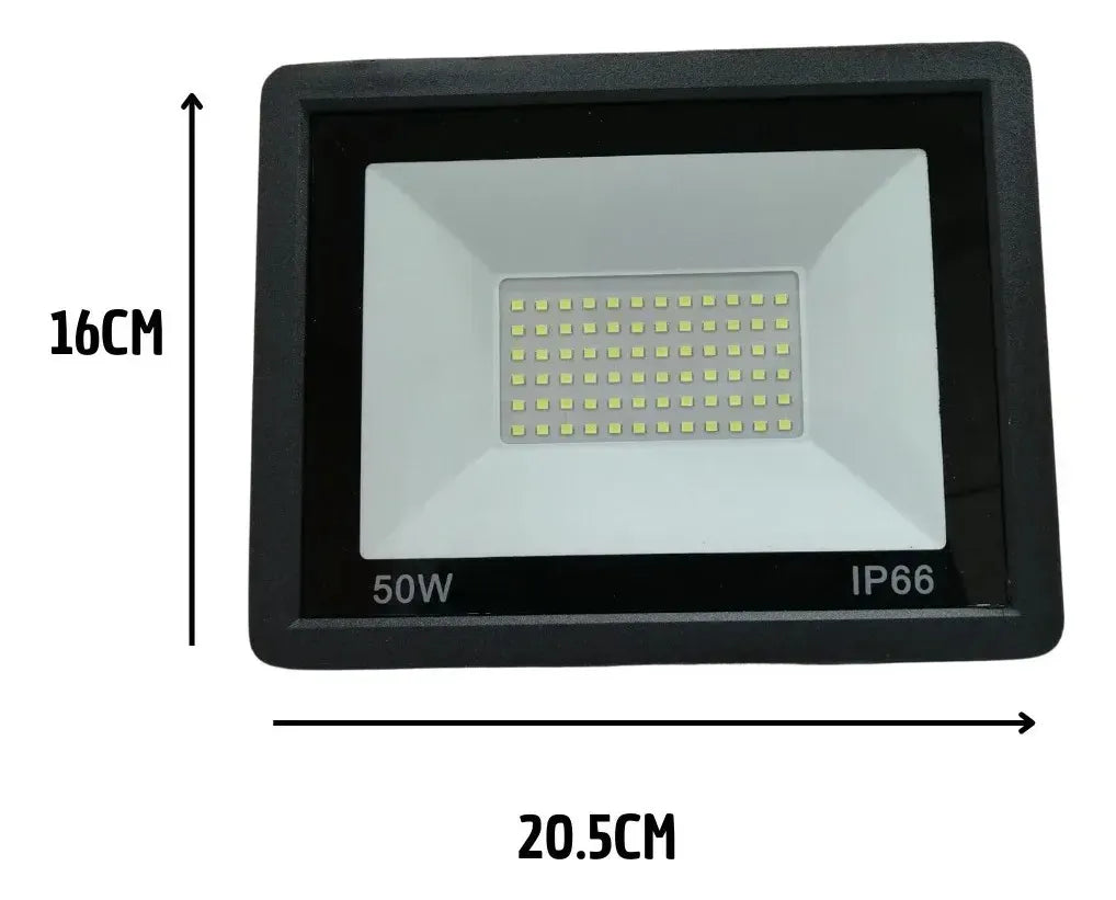 Foco Led 50w Interior Exterior Calidad Ip66 Negro Blanco Frío