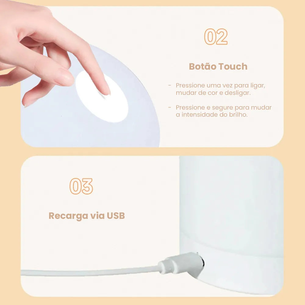 Lámpara De Mesa Recargable Para Dormitorio Led