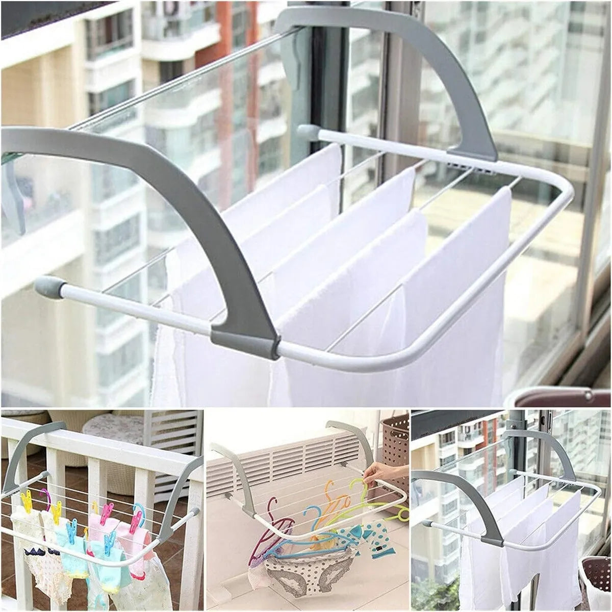 Tendedero Plegable Balcón Ventana Puerta Colgar Ropa Mediano