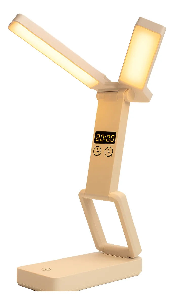 Lampara Portátil Reloj Escritorio Plegable Mesa Luz Lectura