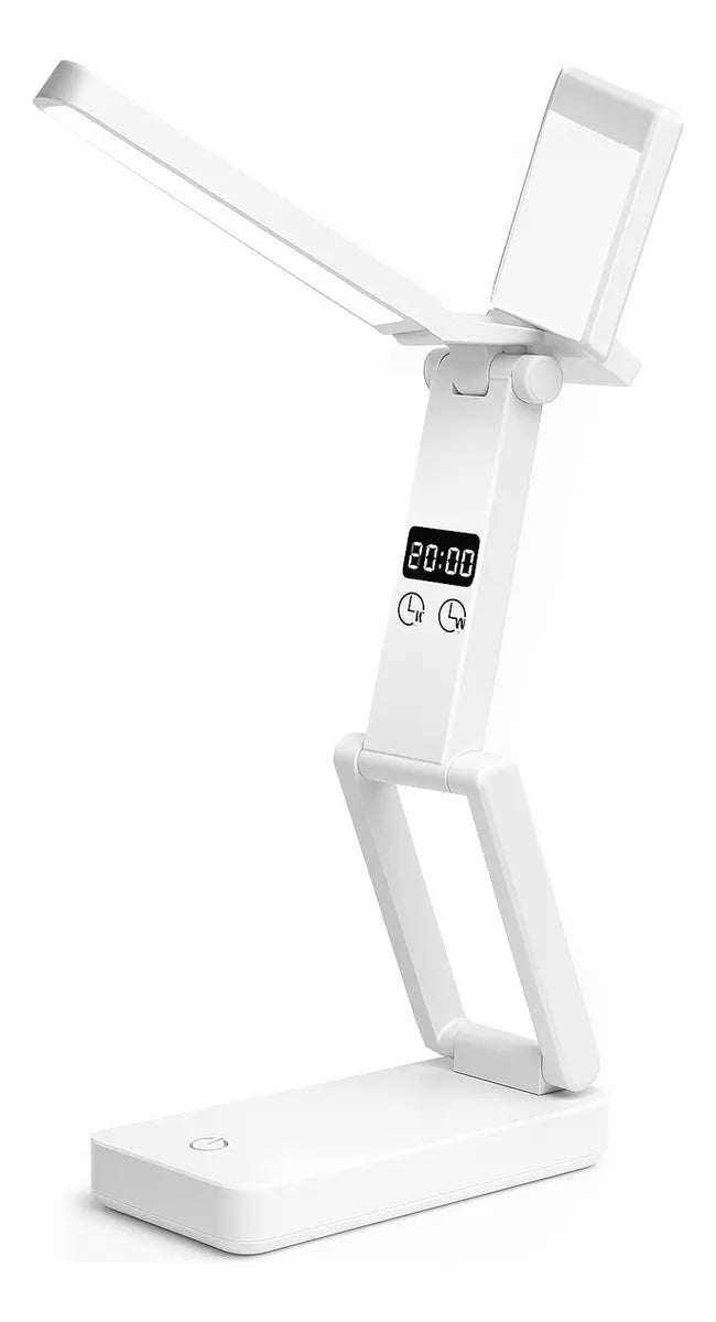 Lampara Portátil Reloj Escritorio Plegable Mesa Luz Lectura