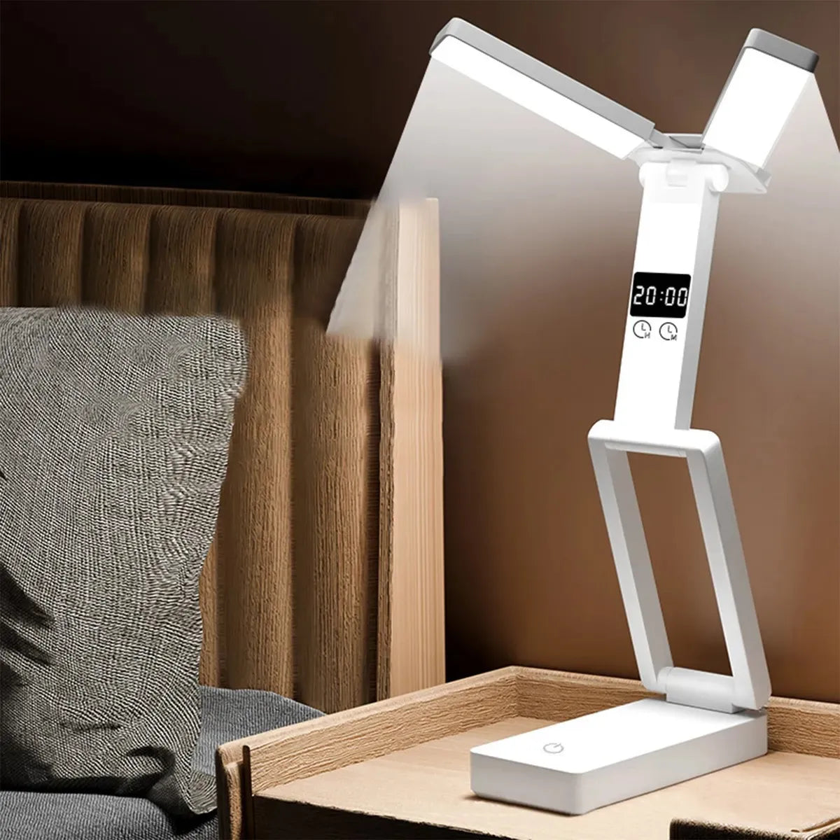 Lampara Portátil Reloj Escritorio Plegable Mesa Luz Lectura