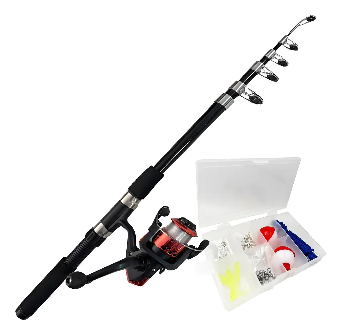 Set Caña Telescópica Pesca Niños 2.10m Con Accesorios