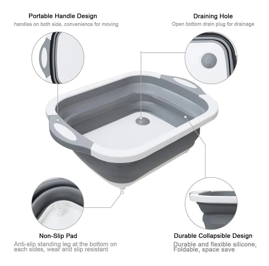 Tabla De Cortar Plegable De Silicona Bandeja Escurridora