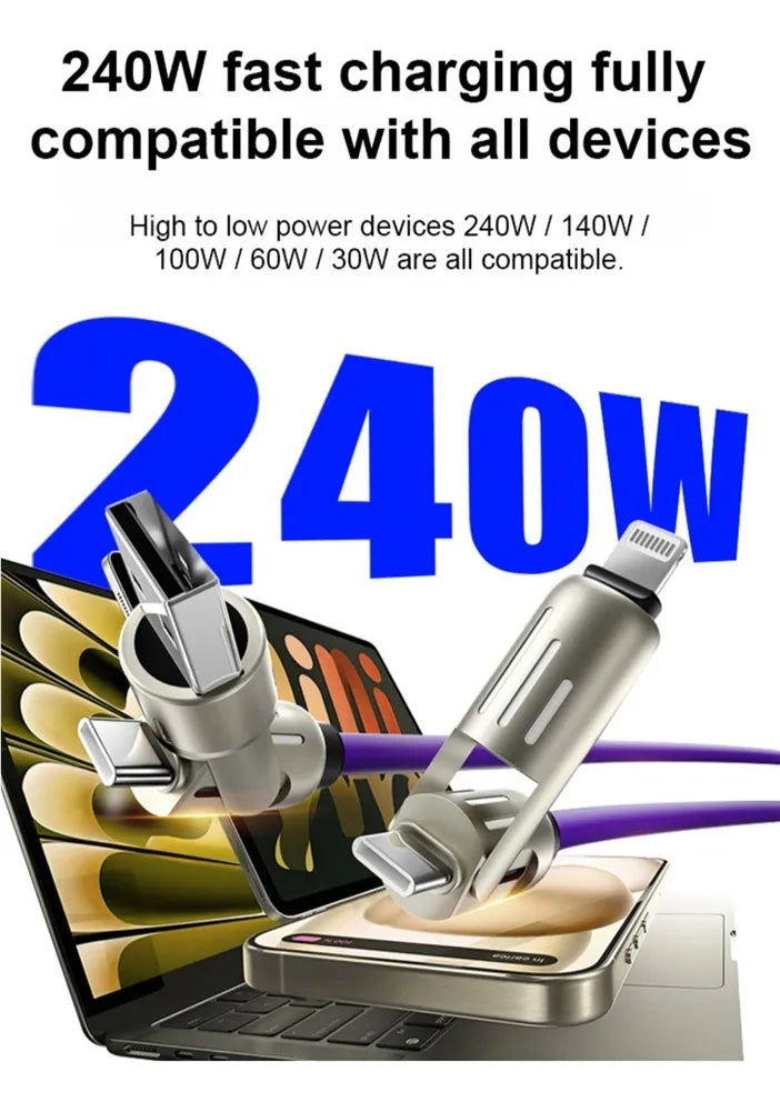 Para Applicable To 2 Pieces 4 In 1 Data Cable Type-c