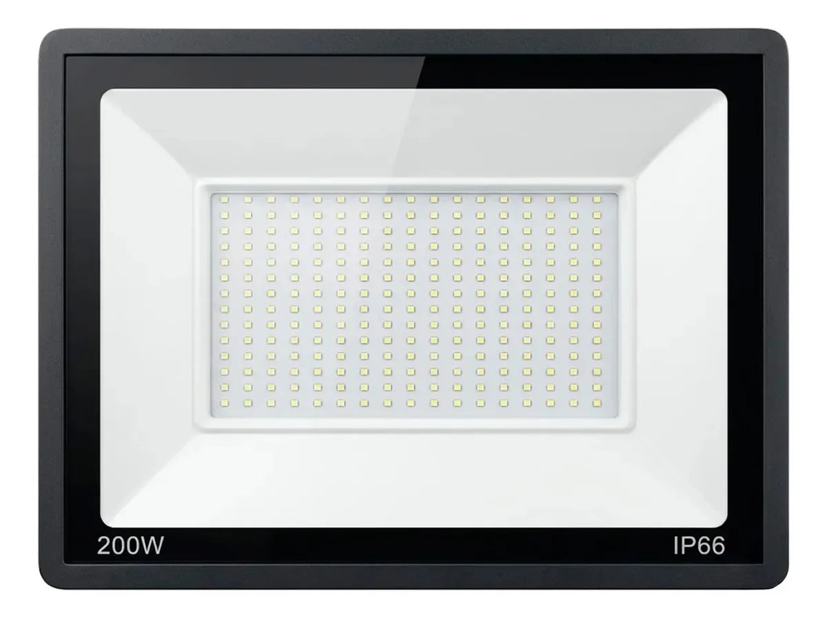 Foco Led De 200w Reflector Luz Blanca, Exterior, Ip66 Negro