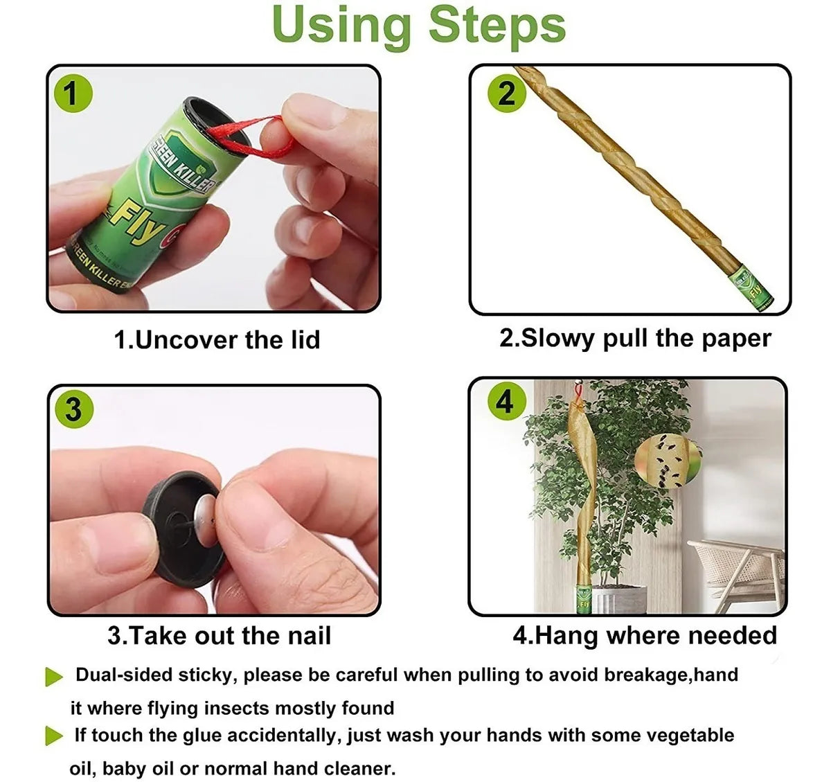 Cinta Atrapa Moscas Mata Insectos 4 Tubos