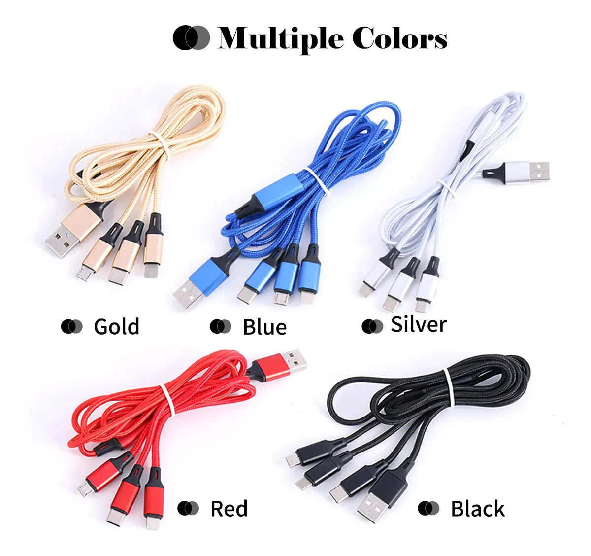 Cable De Carga Usb Universal 3 En 1 Trenzado De Nylon